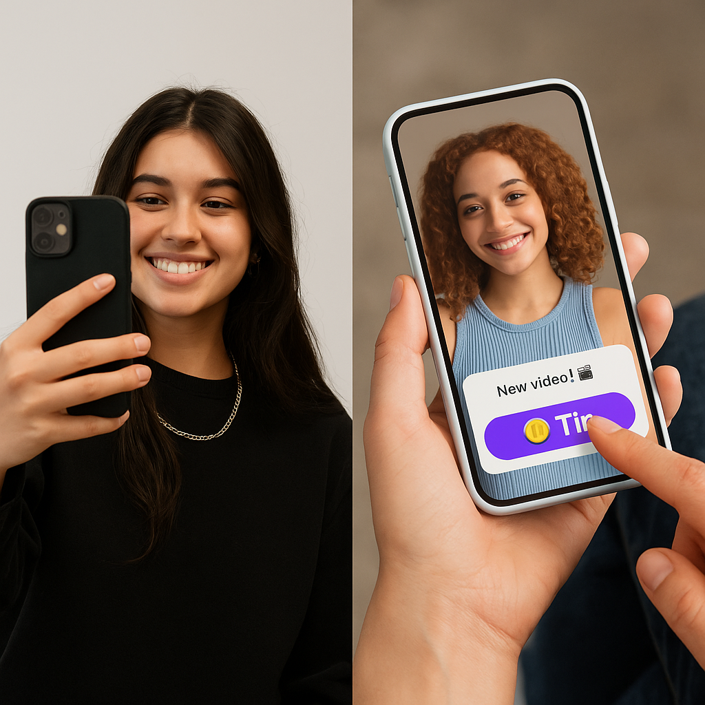 Creator taking a selfie or editing video