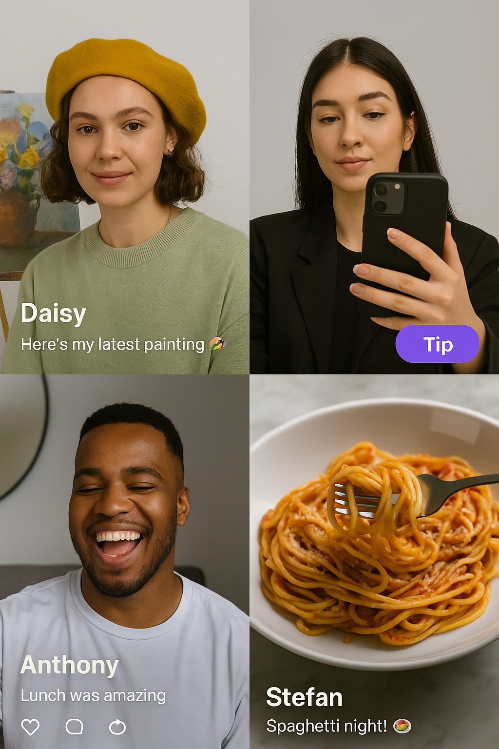 Tip feed with diverse posts